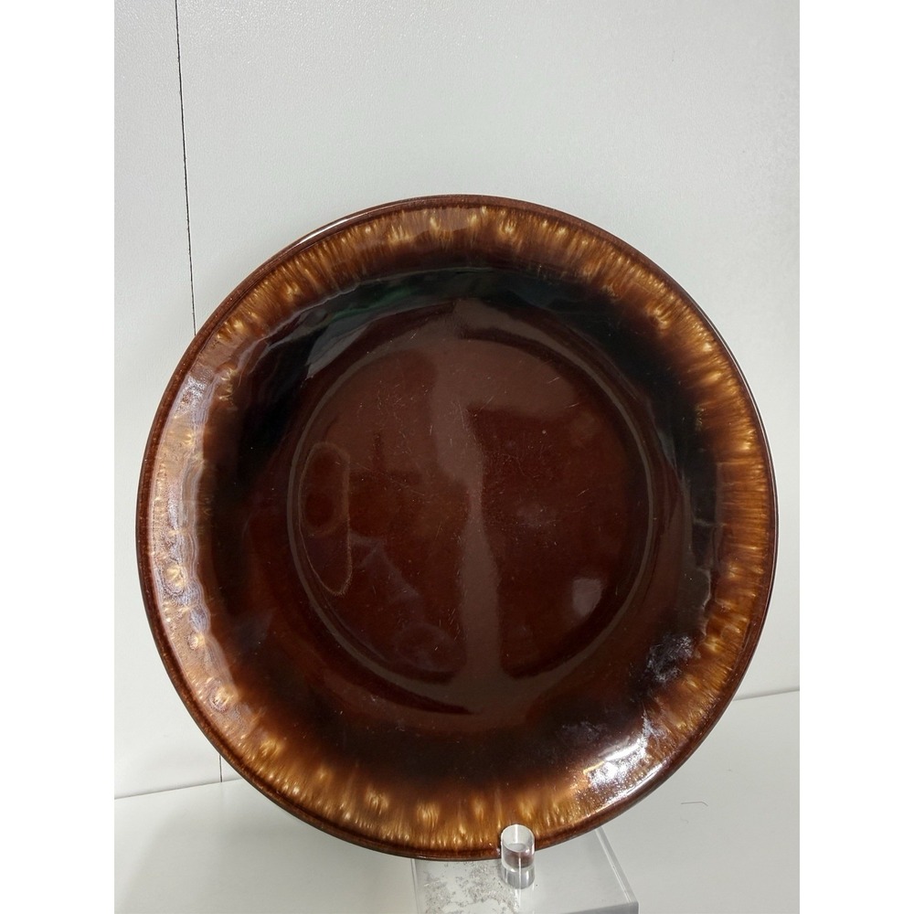 Vintage Hull Pottery Brown Drip Glaze Ceramic Dessert Plates 6 Inch USA Set of 4